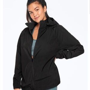 Victoria’s Secret PINK Black Mock Neck Anorak Full Zip Windbreaker Jacket L/XL